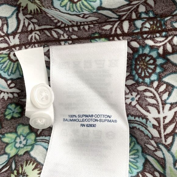 Lands’ End Floral Green Long-sleeved Cotton Button Down Top 10P - Picture 7 of 8